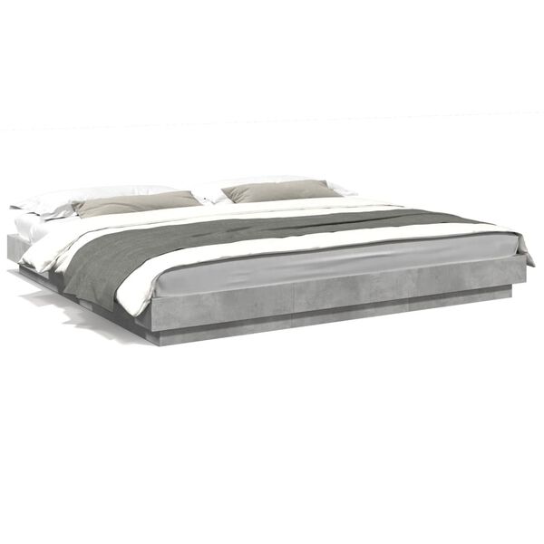 vidaXL Cadre de lit sans matelas gris b&eacute;ton 200x200 cm