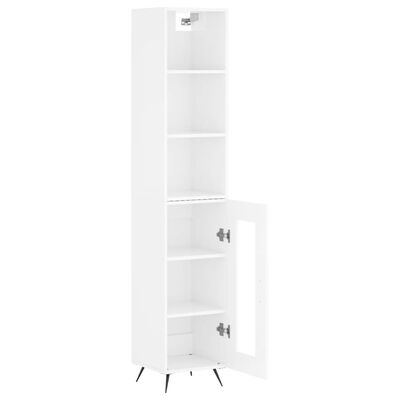 vidaXL Buffet haut Blanc brillant 34,5x34x180 cm Bois d'ingénierie