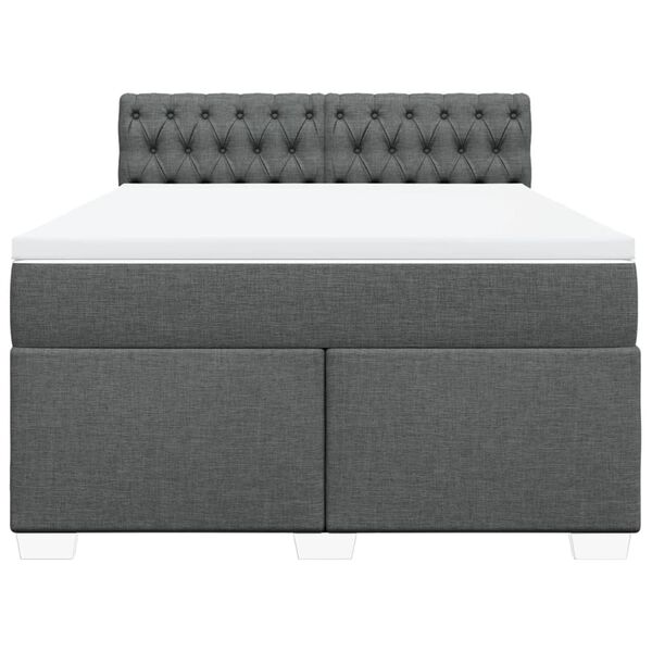 vidaXL Sommier &agrave; lattes de lit avec matelas Gris fonc&eacute; 140x190cm Tissu