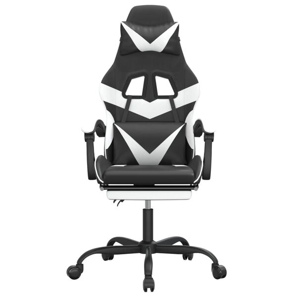 vidaXL Chaise de jeu avec repose-pied Noir et blanc Similicuir