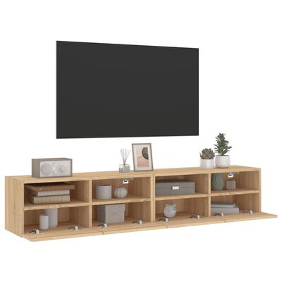 vidaXL Meubles TV muraux 2 pcs chêne sonoma 80x30x30cm bois ingénierie