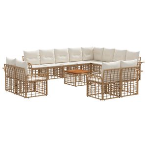 vidaXL Ensemble de canap&eacute;s d'ext&eacute;rieur 13 pc Blanc Naturel et Cr&egrave;me