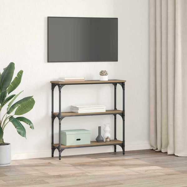 vidaXL Table console avec &eacute;tag&egrave;re Ch&ecirc;ne artisanal 75 x 22,5 x 75 cm