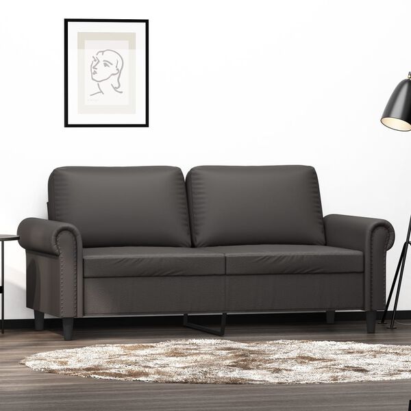 vidaXL Canap&eacute; &agrave; 2 places Gris 140 cm Similicuir