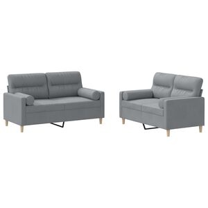 vidaXL Ensemble de canap&eacute;s 2 pcs coussins gris clair tissu