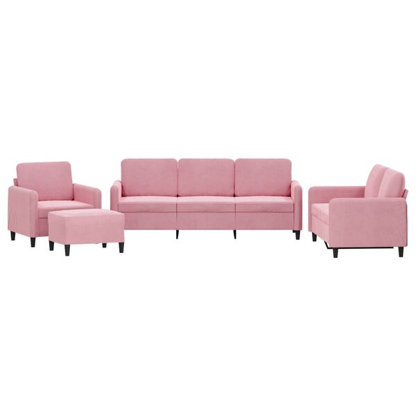 vidaXL Ensemble de canap&eacute;s 4 pcs rose velours
