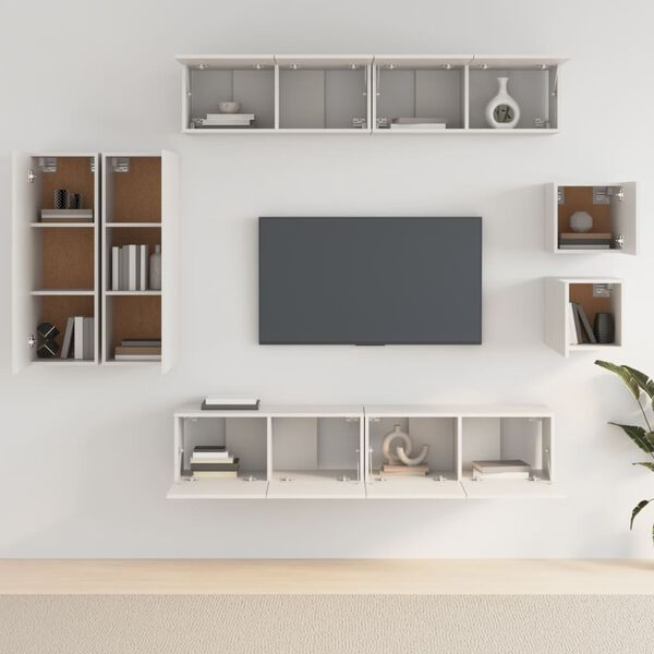 vidaXL Ensemble de meubles TV 8 pcs Blanc Bois d'ingénierie
