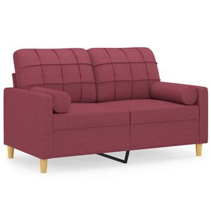 vidaXL Canap&eacute; 2 places avec oreillers bordeaux 120 cm tissu