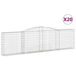 vidaXL Paniers &agrave; gabions arqu&eacute;s 20 pcs 400x30x100/120 cm Fer galvanis&eacute;