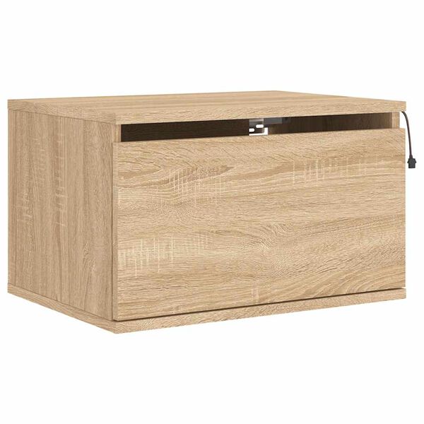 vidaXL Table de chevet murale avec lumi&egrave;res LED ch&ecirc;ne sonoma