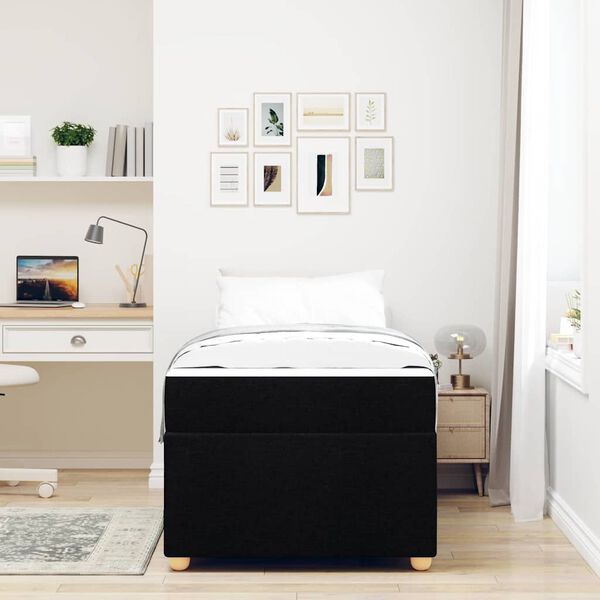 vidaXL Cadre de lit avec matelas Noir 80 x 200 cm tissu