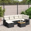 vidaXL Salon de jardin 7 pcs avec coussins noir résine tressée