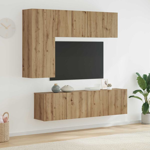 vidaXL Unit&eacute; murale de TV 5 pcs Ch&ecirc;ne artisanal Bois d'ing&eacute;nierie