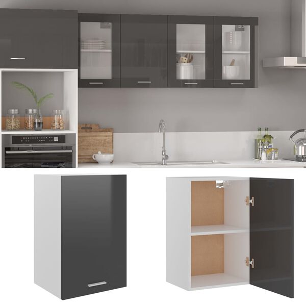 vidaXL Armoire suspendue "Lyon" Gris brillant 39,5x31x60 cm