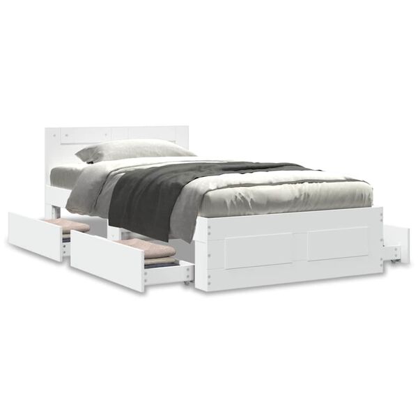 vidaXL Cadre de lit avec t&ecirc;te de lit sans matelas blanc 90x200 cm