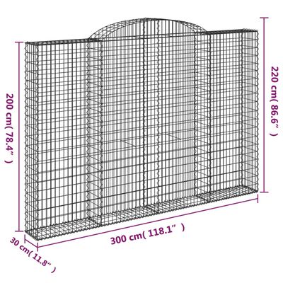 vidaXL Paniers à gabions arqués 2 pcs 300x30x200/220 cm fer galvanisé