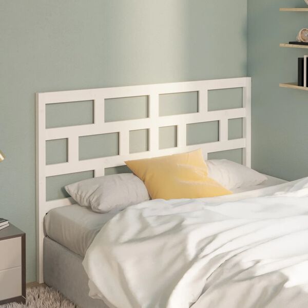vidaXL T&ecirc;te de lit Blanc 146x4x100 cm Bois massif de pin