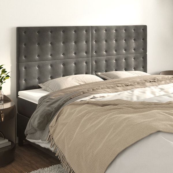 vidaXL T&ecirc;te de lit Gris fonc&eacute; 160 x 5 x 118/128 cm Velours