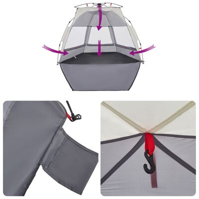 vidaXL Tente de plage 2 personnes gris libération rapide imperméable