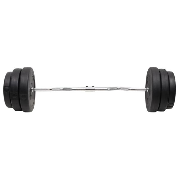 vidaXL Barre d'halt&egrave;res ondul&eacute;e avec plaques 90 kg