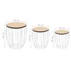 vidaXL Ensemble de table basse Contreplaqu&eacute; de peuplier Fer 3 pcs