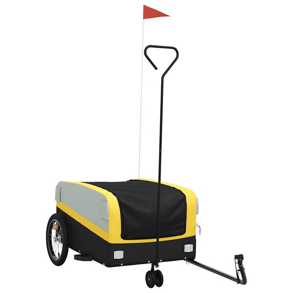 vidaXL Remorque de v&eacute;lo noir et jaune 45 kg fer