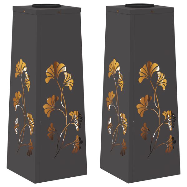 vidaXL Lumi&egrave;re de chemin LED solaire 2 pcs Noir Acier lamin&eacute; &agrave; froid