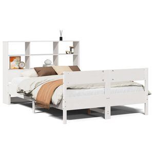 vidaXL Lit biblioth&egrave;que sans matelas blanc 120x190 cm bois pin massif