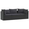 vidaXL Canap&eacute;s de jardin 3 pcs avec coussins R&eacute;sine tress&eacute;e Noir