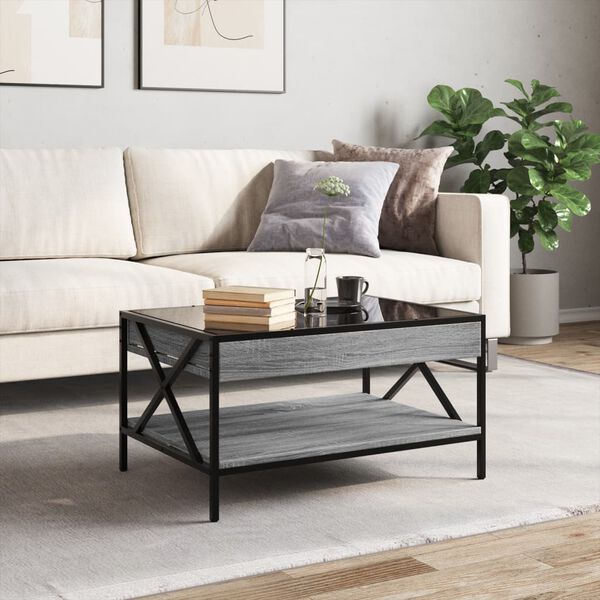 vidaXL Table basse avec LED infini sonoma gris 70x50x38 cm