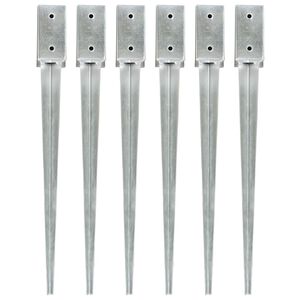 vidaXL Piquets au sol 6 pcs Argent&eacute; 7x7x75 cm Acier galvanis&eacute;