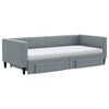 vidaXL Lit de jour avec gigogne et tiroirs gris clair 90x200 cm tissu