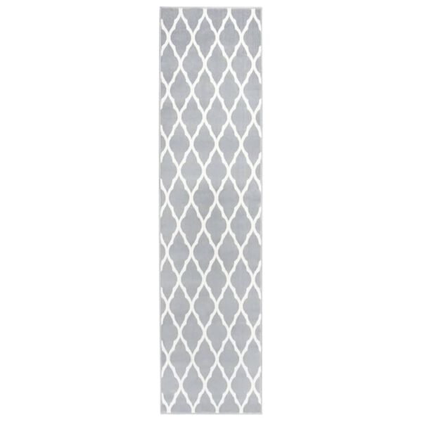 vidaXL Tapis BCF Gris et blanc 80x350 cm