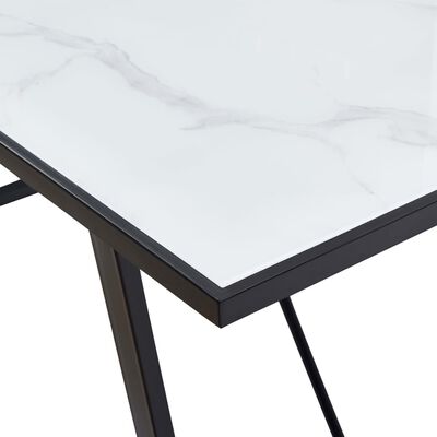 vidaXL Table de salle à manger Blanc 160x80x75 cm Verre trempé