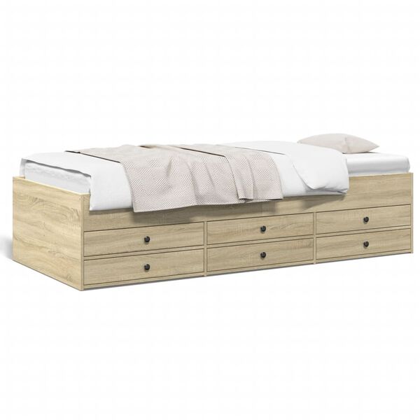 vidaXL Lit de jour avec tiroirs sans matelas ch&ecirc;ne sonoma 75x190 cm