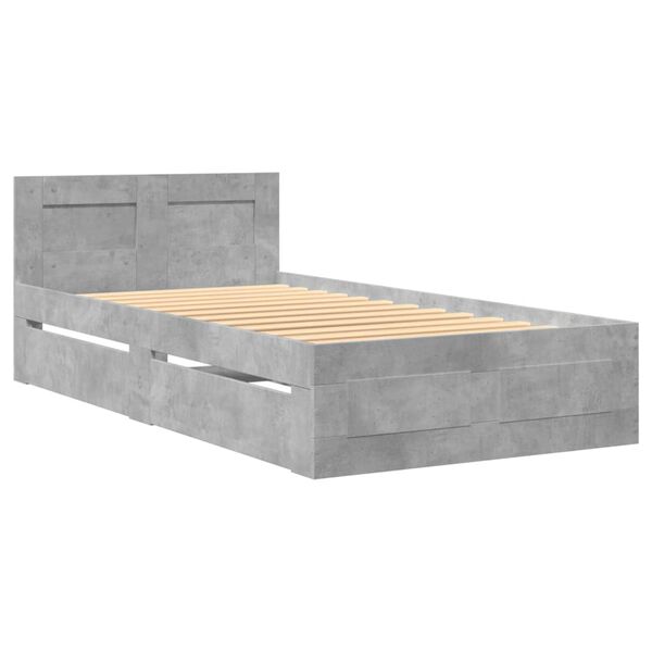 vidaXL Cadre de lit et t&ecirc;te de lit sans matelas gris b&eacute;ton 90x200 cm