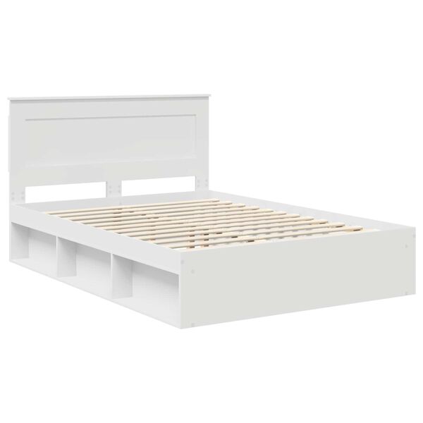 vidaXL Cadre de lit avec t&ecirc;te de lit Blanc 140 x 200 cm Pin massif
