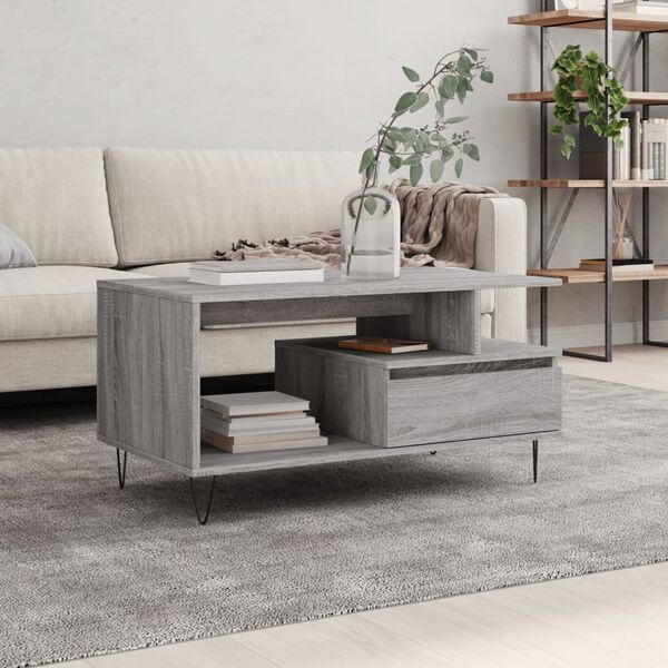 vidaXL Table basse Sonoma gris 90x49x45 cm Bois d'ing&eacute;nierie