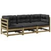 vidaXL Salon de jardin 3 pcs avec coussins bois de pin impr&eacute;gn&eacute;