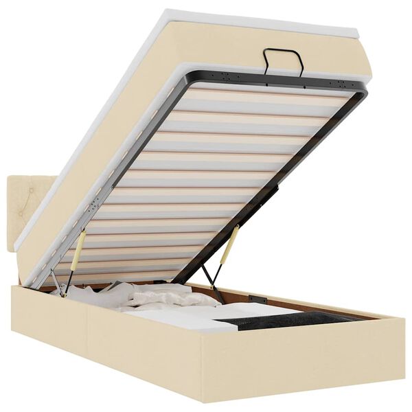 vidaXL Lit ottoman avec matelas cr&egrave;me 100x200 cm tissu
