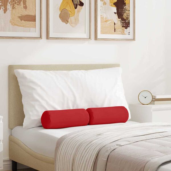 vidaXL Coussins d'accent 2 pcs Rouge Ø 15 x 40 cm tissu