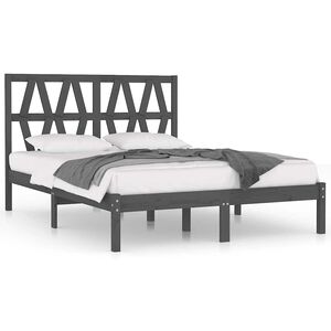 vidaXL Cadre de lit sans matelas gris bois massif 200x200 cm