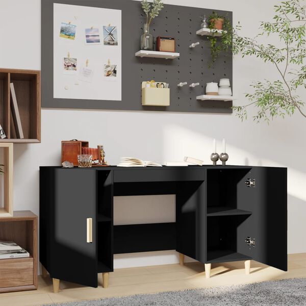 vidaXL Bureau Noir 140x50x75 cm Bois d'ing&eacute;nierie