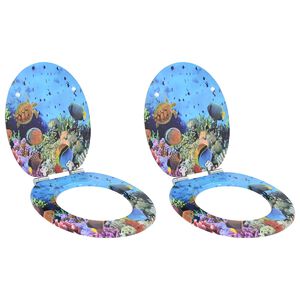 vidaXL Si&egrave;ge de toilette &agrave; fermeture douce 2 pcs Bleu profond de mer
