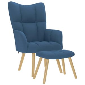 vidaXL Chaise de relaxation avec repose-pied Bleu Tissu