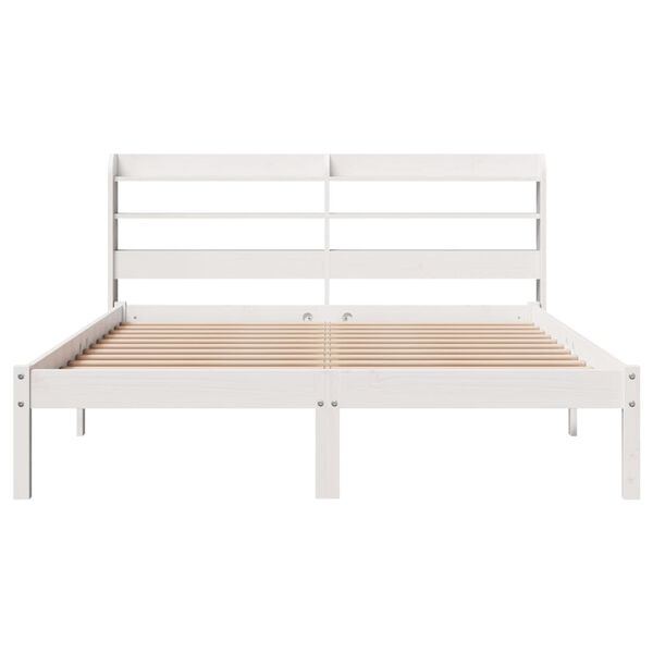 vidaXL Cadre de lit sans matelas blanc 135x190 cm bois de pin massif