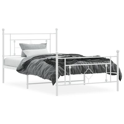 vidaXL Cadre de lit métal sans matelas et pied de lit blanc 107x203 cm