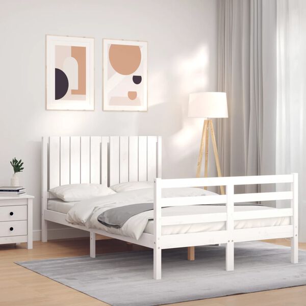 vidaXL Cadre de lit sans matelas blanc bois massif