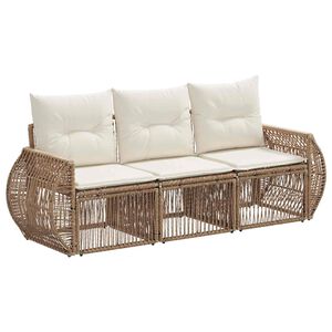 vidaXL Ensemble de canap&eacute; de jardin 3 pc Beige et blanc cr&egrave;me