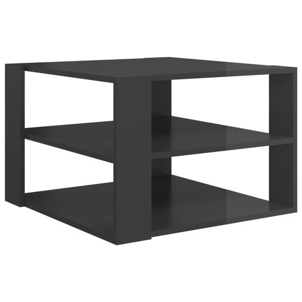 vidaXL Table basse gris brillant 60x60x40 cm bois d'ing&eacute;nierie